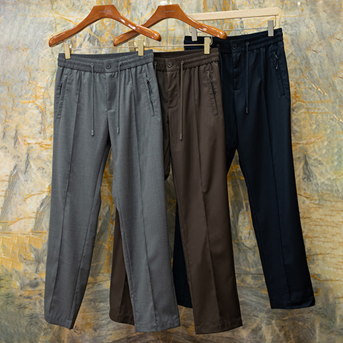 dolce & gabbana drawstring wool straight leg casual trouser